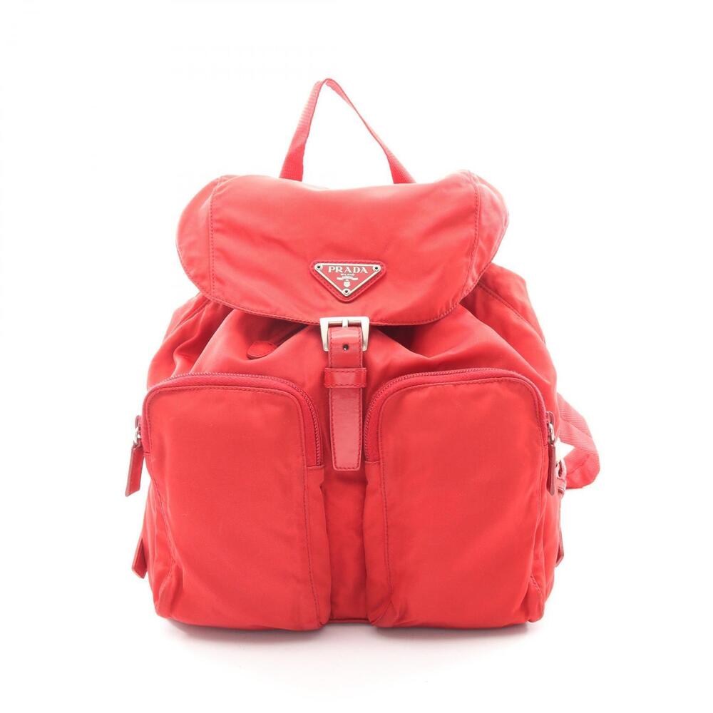 Prada Saffiano Tessuto Backpack Leather Red